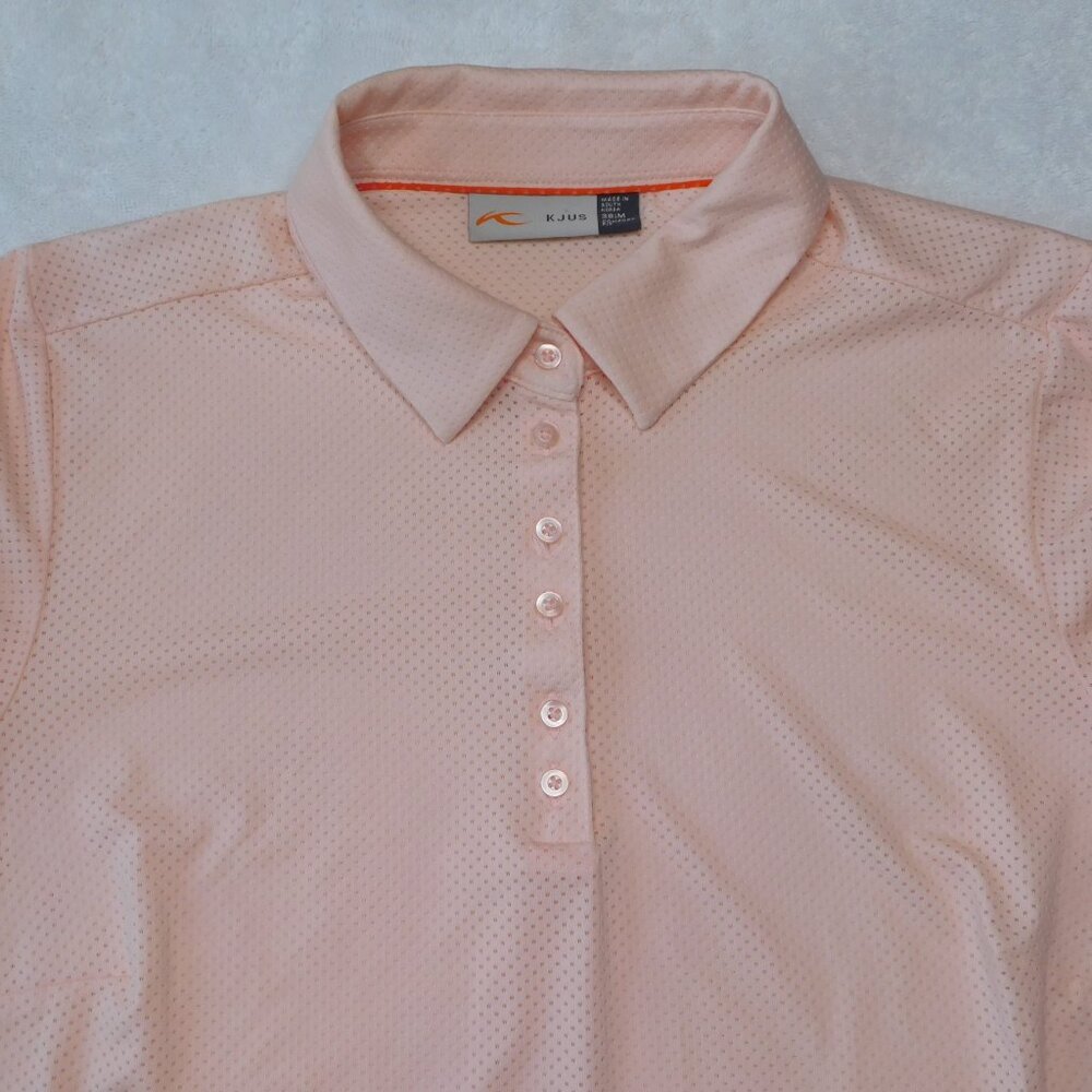 KJUS Peach Eve Long Sleeve Golf Polo | 1/4 Button Down | Gamble Sands | EUC | M - Picture 3 of 9